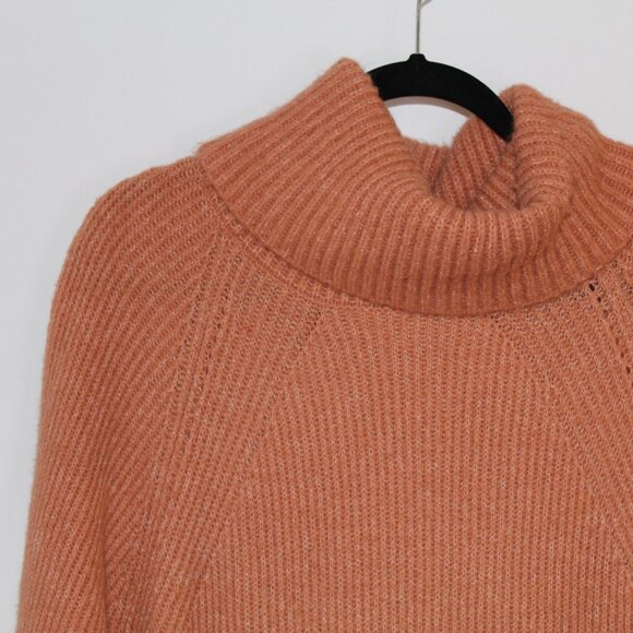 Fable orange/rust-colored chunky knit cowl neck sweater dress L - Picture 4 of 9